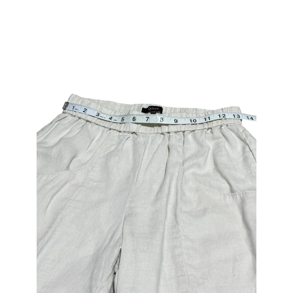 Quince 100% Linen Pants XS Beige Elastic Waist Straight Leg Summer Minimalist